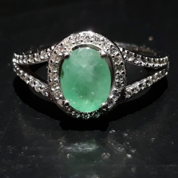 Genuine Emerald Split Shaft Ring U5 - Picture 3 of 6